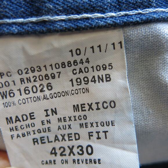 DICKIES Carpenter Jeans Relaxed Fit Size 42x30 Men Blue Dark Wash Tool Pockets - Picture 8 of 9